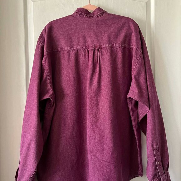 Vintage Eddie Bauer Outdoor Outfitter Button Down Denim Shirt Men's sz 2XL Tall - Picture 2 of 5